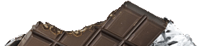 Bitte out of a dark chocolate candy bar